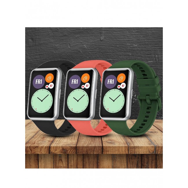 CATANES 3 Pack For Huawei Watch Fit 2 Silicone Bracelet Replacement Strap Multicolour 8(Only Compatible with Huawei Watch Fit 2)