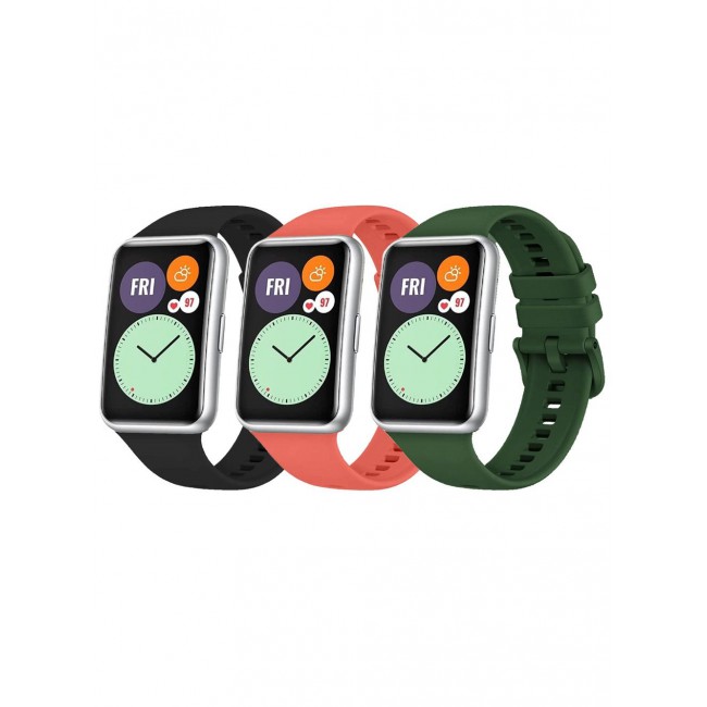 CATANES 3 Pack For Huawei Watch Fit 2 Silicone Bracelet Replacement Strap Multicolour 8(Only Compatible with Huawei Watch Fit 2)