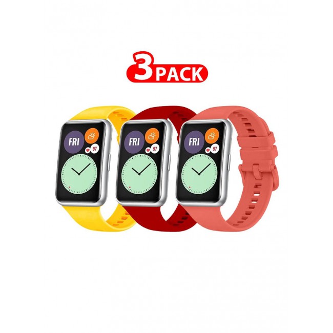 CATANES 3 Pack For Huawei Watch Fit 2 Silicone Bracelet Replacement Strap Multicolour 13(Only Compatible with Huawei Watch Fit 2)