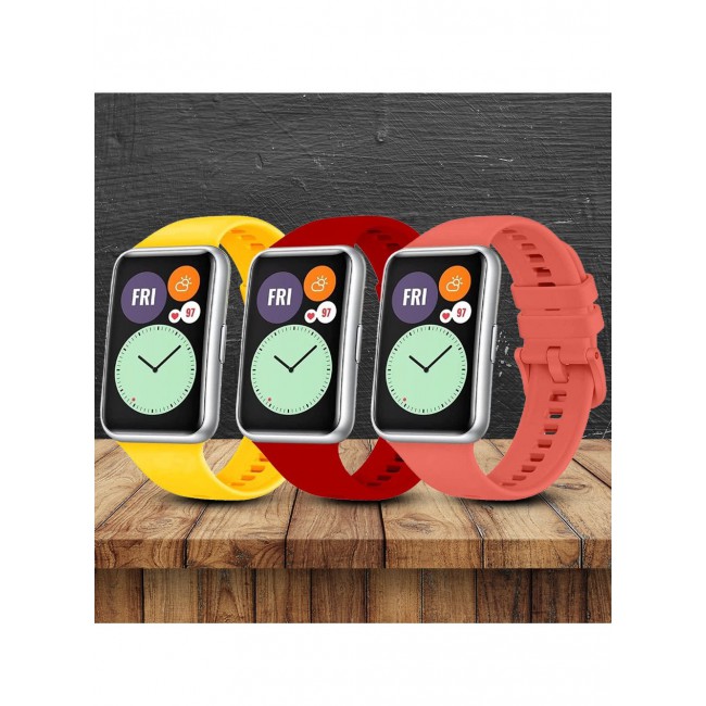 CATANES 3 Pack For Huawei Watch Fit 2 Silicone Bracelet Replacement Strap Multicolour 13(Only Compatible with Huawei Watch Fit 2)