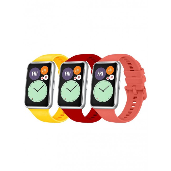 CATANES 3 Pack For Huawei Watch Fit 2 Silicone Bracelet Replacement Strap Multicolour 13(Only Compatible with Huawei Watch Fit 2)