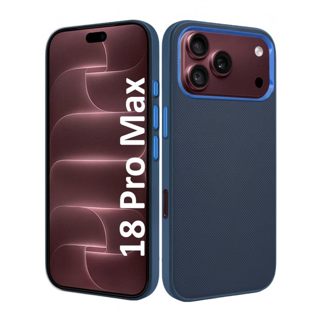 CATANES Vegan Leather Case for iPhone 18 Pro Max Protective Shockproof Back Cover - Blue