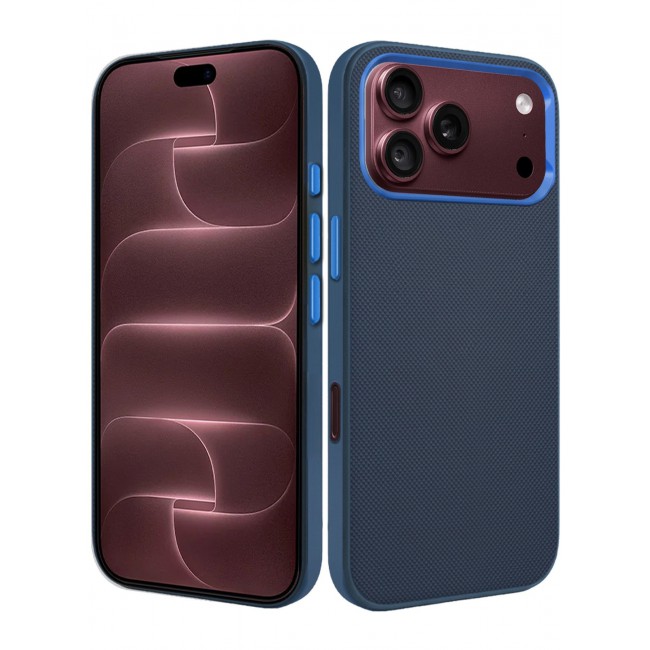 CATANES Vegan Leather Case for iPhone 18 Pro Max Protective Shockproof Back Cover - Blue