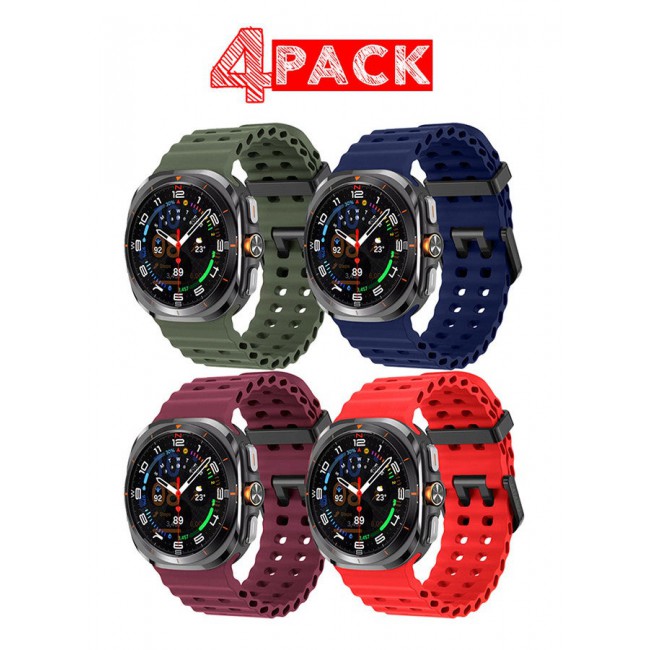 CATANES 4 Pack of Band for Samsung Galaxy Watch 7 Ultra Soft Silicone Adjustable, Sweat-Resistant, and Stylish