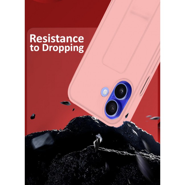 CATANES ( for iPhone 16 ) Case Premium Silicone Case with Stand Function Shockproof and Anti Scratch Finger Grip Case Cover / Pink
