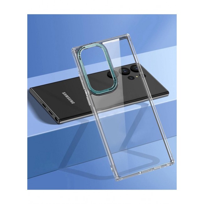 CATANES Samsung Galaxy S23 Ultra Clear Case Shockproof Slim Anti-Yellow Hybrid Hard PC+ TPU Cover Metal Camera Lens Frame