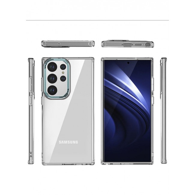 CATANES Samsung Galaxy S23 Ultra Clear Case Shockproof Slim Anti-Yellow Hybrid Hard PC+ TPU Cover Metal Camera Lens Frame