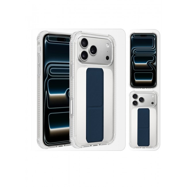 CATANES 2 Packs Finger Grip Clear Case Cover for iPhone 17 Pro Max - Kickstand Car Magnetic Holder Multi-function Protective Two-in-one Case with Privacy Screen Protector - Dark Blue