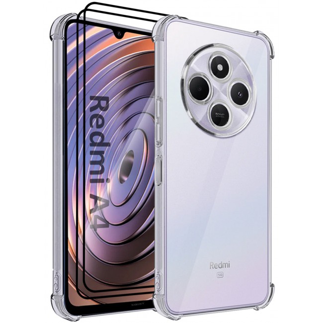 CATANES 3Packs Gorilla Case for Redmi A4 Transparent Shockproof Crystal Clear with Reinforced Corners with Two 3D Screen Protectors