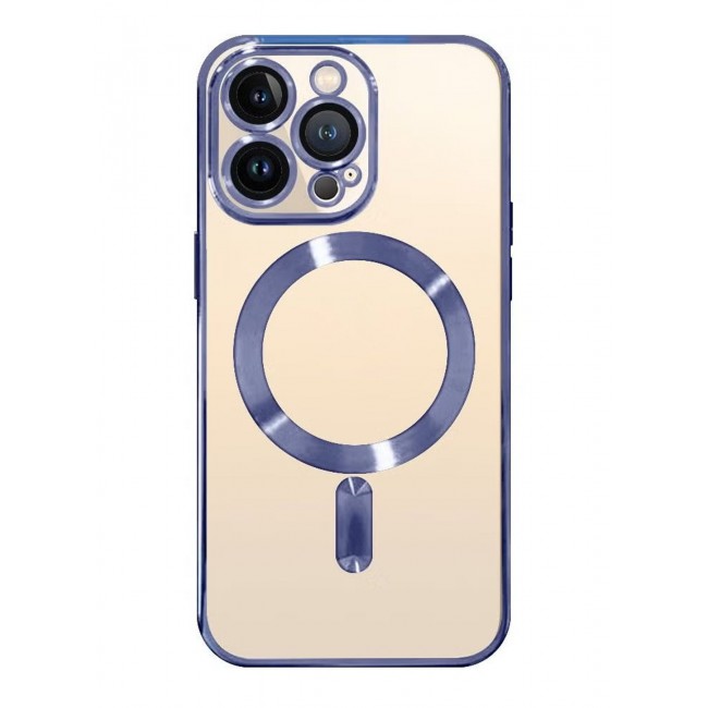 CATANES 2Pack for iPhone 14 Pro Magsafe Case and Screen Protector Clear Electroplating Frame Wireless Charging Cover with Tempered Glass Violet/Clear