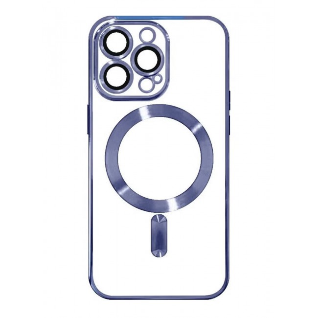 CATANES 2Pack for iPhone 14 Pro Magsafe Case and Screen Protector Clear Electroplating Frame Wireless Charging Cover with Tempered Glass Violet/Clear