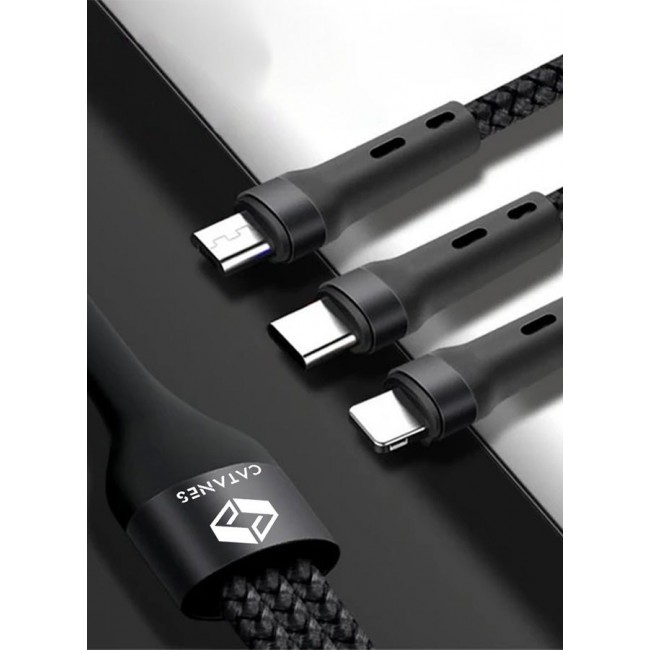 CATANES 3 in 1 Data Cable Fashion Style Fast Charging Data Cable Triple USB Cable Extension Cable 1M