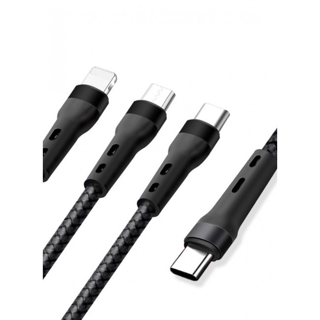 CATANES 3 in 1 Data Cable Fashion Style Fast Charging Data Cable Triple USB Cable Extension Cable 1M