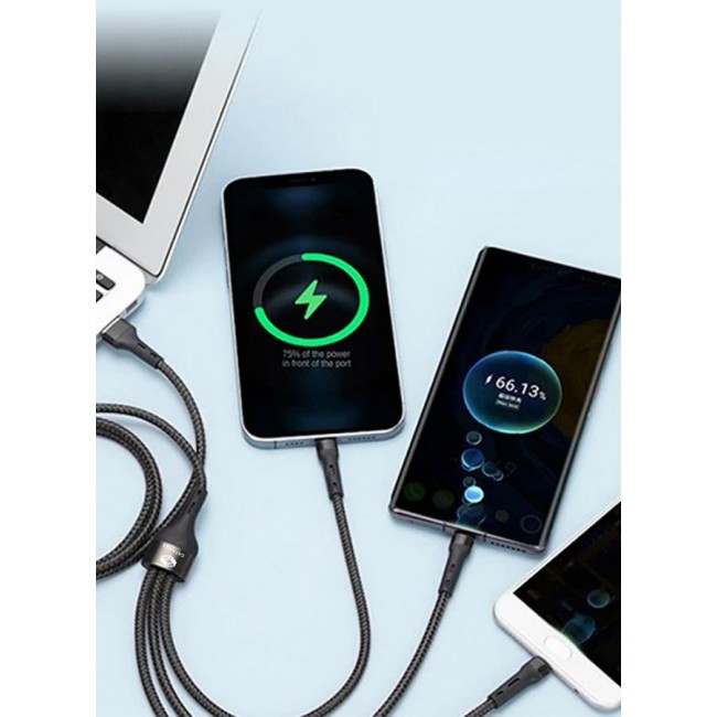 CATANES 3 in 1 Data Cable Fashion Style Fast Charging Data Cable Triple USB Cable Extension Cable 1M