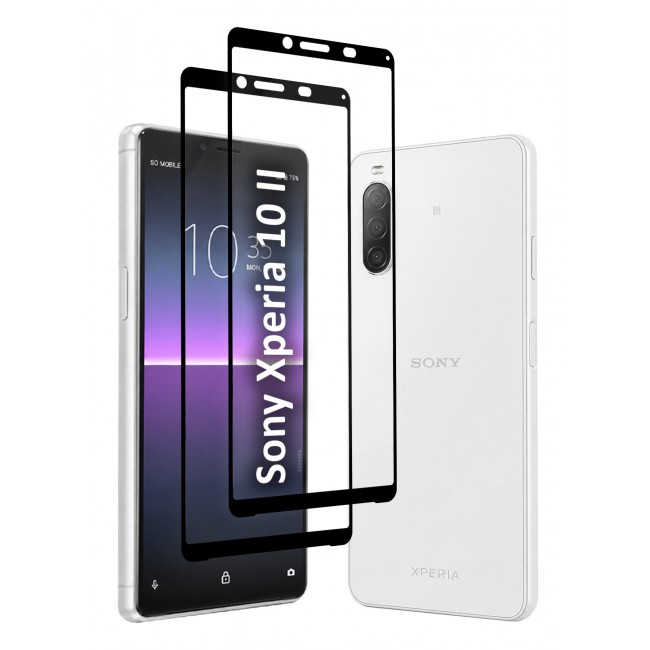 CATANES 2 PACK Screen Protector for Sony Xperia 10 II Tempered Glass, Scratch-Resistant, 9H Hardness High-Definition Clear Guard, Black Side