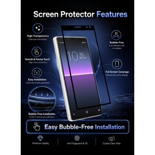 CATANES 2 PACK Screen Protector for Sony Xperia 10 II Tempered Glass, Scratch-Resistant, 9H Hardness High-Definition Clear Guard, Black Side