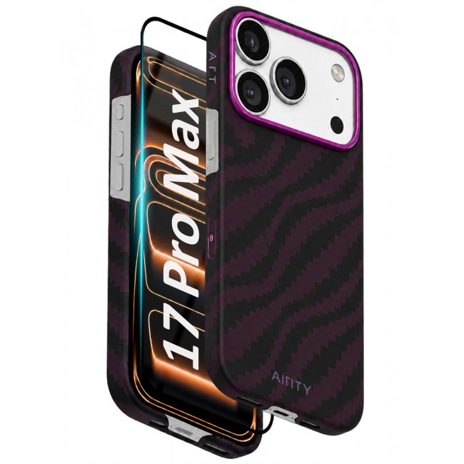 AIRITY 2 PACK Bamboo Fiber Protective Case for iPhone 17/18 Pro Max Magsafe Ultra Durable, Lightweight & Premium Design Purple