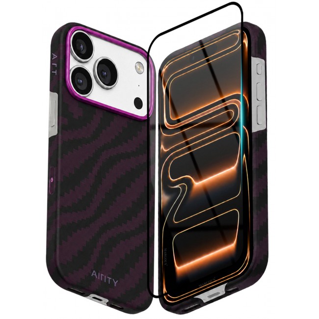 AIRITY 2 PACK Bamboo Fiber Protective Case for iPhone 17/18 Pro Max Magsafe Ultra Durable, Lightweight & Premium Design Purple
