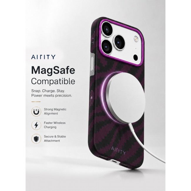 AIRITY 2 PACK Bamboo Fiber Protective Case for iPhone 17/18 Pro Max Magsafe Ultra Durable, Lightweight & Premium Design Purple