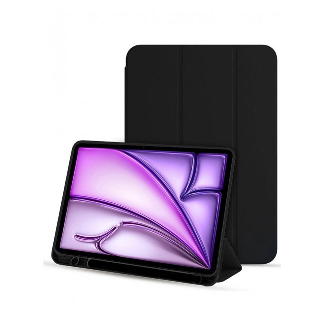 CATANES [for iPad Air 13 inch 2024] Flip Case With Pen Slot Shockproof Cover Shock Absorbing Foldable Protective Cover Black