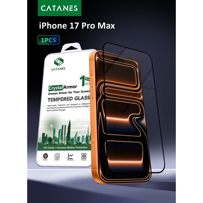 CATANES Screen Protector for iPhone 17 Pro Max - 3D Full Coverage 9H Tempered Glass Bubble-Free Installation High Protection Scratch Resistant