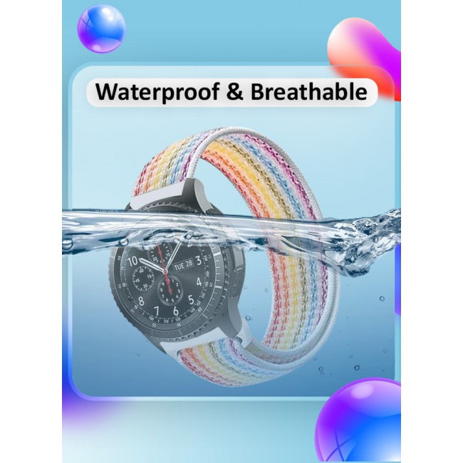 CATANES 22mm Nylon Strap,Compatible with Huawei GT/Huawei GT2 (46mm) /Huawei GT2 Pro/Samsung Galaxy Watch (46mm) and Galaxy Watch 3 (45mm) Sport Wristband Strap Rainbow