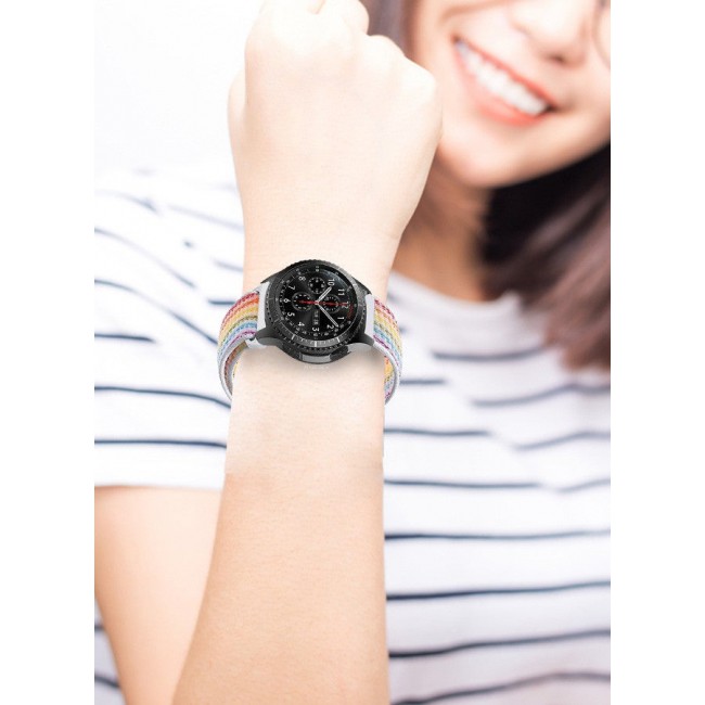 CATANES 22mm Nylon Strap,Compatible with Huawei GT/Huawei GT2 (46mm) /Huawei GT2 Pro/Samsung Galaxy Watch (46mm) and Galaxy Watch 3 (45mm) Sport Wristband Strap Rainbow
