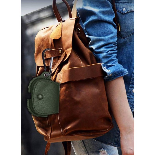 CATANES AirPods Pro Case Leather Case Cover with Keychain Compatible with Apple AirPods Pro 2019 Green