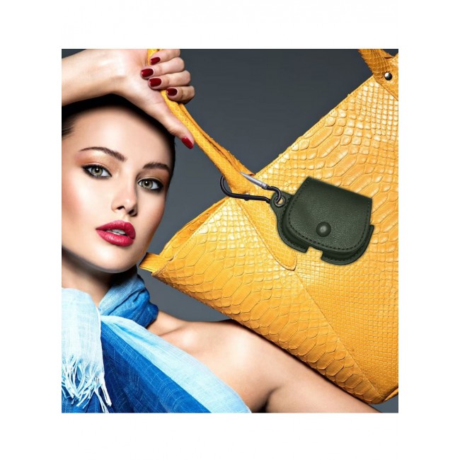 CATANES AirPods Pro Case Leather Case Cover with Keychain Compatible with Apple AirPods Pro 2019 Green