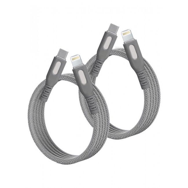 CATANES 2Packs Magnetic USB-C to Lightning Fast Charging Cable (1M) - PD 18W, Snap-On Design, MFi-Certified, Nylon-Braided - Light Grey