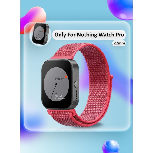 CATANES (for Nothing Watch Pro 22mm) Nylon Strap,Quick Release Bands for Women Men Sport Wristband Strap Red