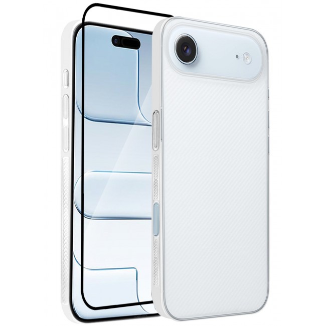 CATANES 2 Packs Case Cover for iPhone 17 Air - Sturdy Durable Ultra-Thin Case - Air Skin Line Design Transparent Back Cover - Drop Protection Cover with 3D Screen Protector - White
