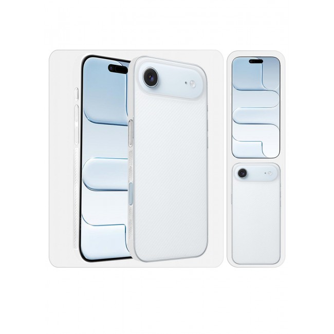 CATANES 2 Packs Case Cover for iPhone 17 Air - Sturdy Durable Ultra-Thin Case - Air Skin Line Design Transparent Back Cover - Drop Protection Cover with 3D Screen Protector - White
