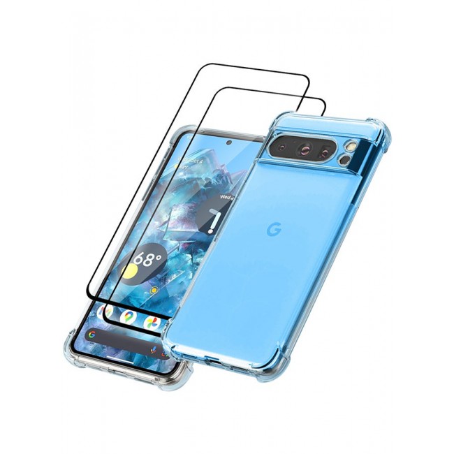 CATANES 3 Packs For Google Pixel 8 Pro TPU Case and 2 Screen Protectors Clear Transparent Shockproof Protective Phone Case Scratch Resistant Reinforced Corners Cover