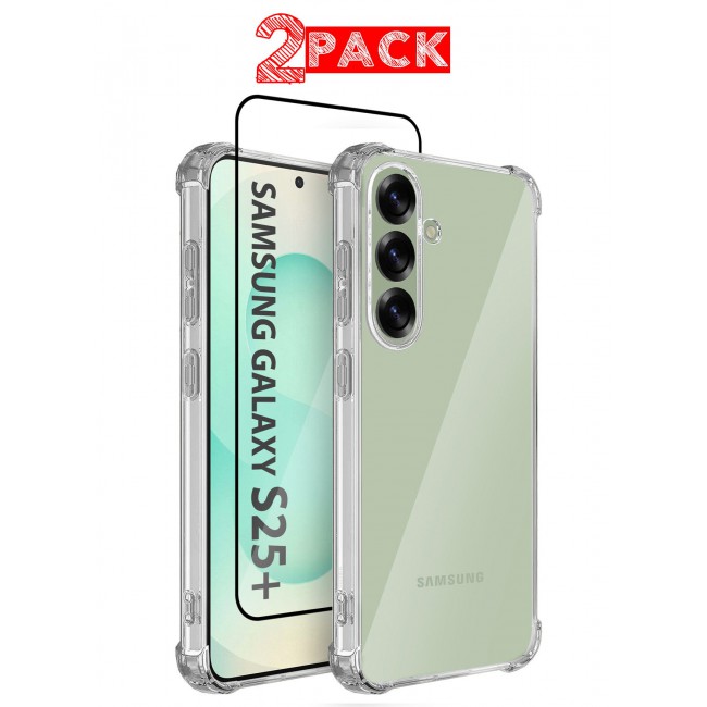CATANES (for Samsung Galaxy S25 Plus) 2Packs, Gorilla Clear Protective Case Rugged Shockproof and Durable with 1 Shockproof 3D Screen Protector