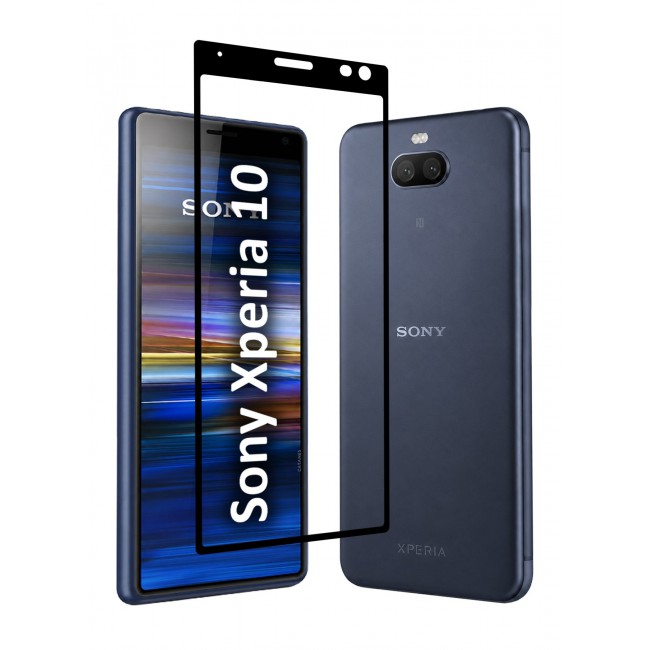 CATANES Screen Protector for Sony Xperia 10 Tempered Glass, Scratch-Resistant, 9H Hardness High-Definition Clear Guard, Black Side