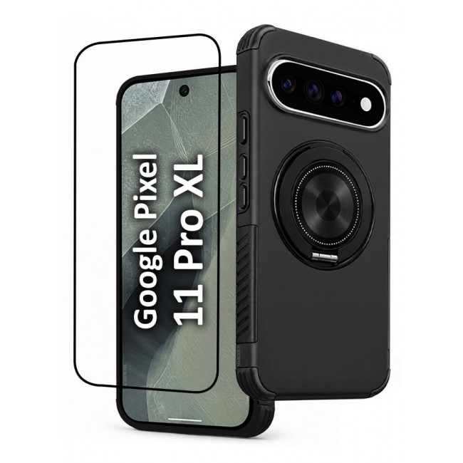 CATANES 2 Pack Magnetic Kickstand Rugged Armor Case for Google Pixel 11 Pro XL - MagSafe Compatible Heavy Duty Cover - Black