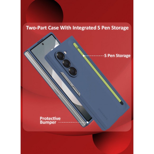 CATANES (for Samsung Galaxy Z Fold 6) Case with Screen Protector Ultra Hybrid Premium Case with Built-in New Compact S Pen, Holder and Storage Slot for Pen Blue