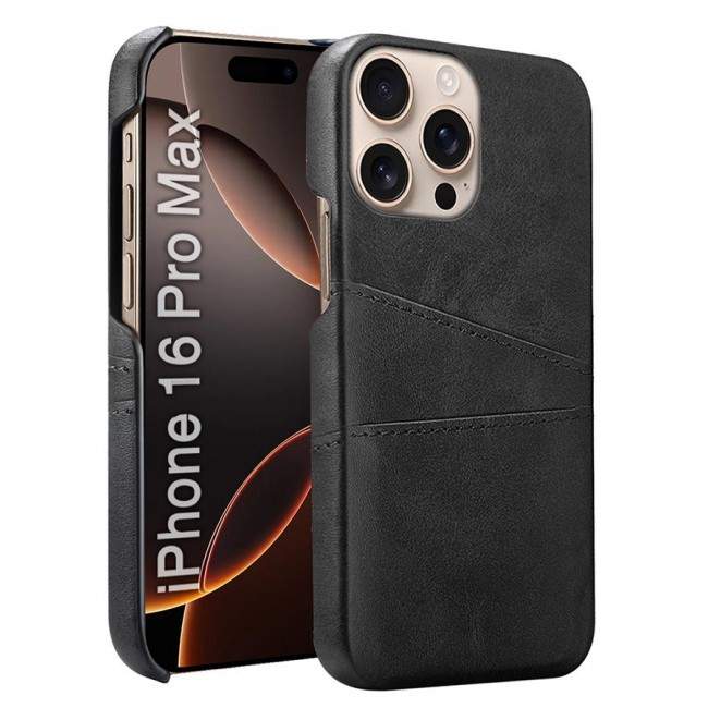 CATANES iPhone 16 Pro Max Case Cover Leather with Card Holder for Men Women Phone Case - Black