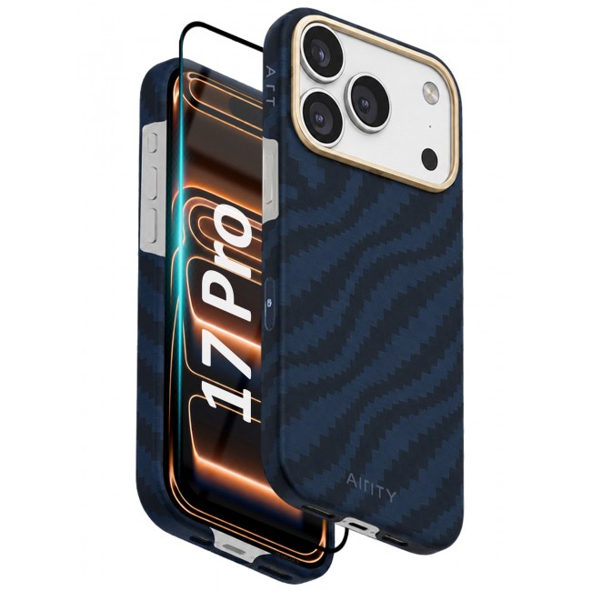 AIRITY 2 PACK Bamboo Fiber Protective Case for iPhone 17/18 Pro Magsafe Ultra Durable, Lightweight & Premium Design Blue
