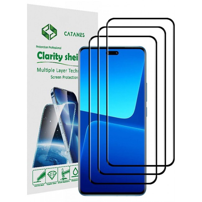 CATANES 3 Pack For Xiaomi 13 Lite Screen Protector Tempered Glass Full Glue Back