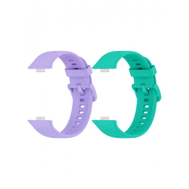 CATANES 2Packs Wristband for Huawei Watch Fit 3/Fit 4/Fit 4 Pro Bands, Silicone Bracelet Quick Release Arm Band, Replacement Smartwatch Band Quick Release Sport Straps - Aqua Purple