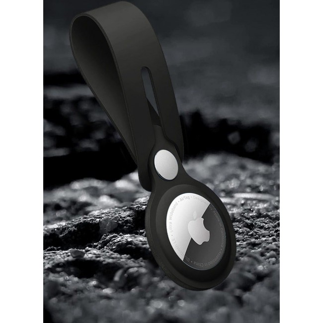 CATANES Airtag Case with Key Ring And Rubber anti-drop Keychain device Black