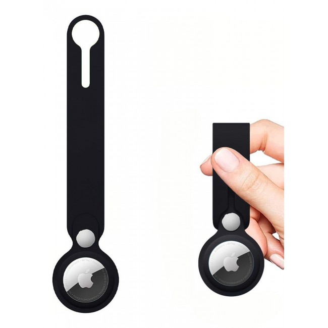 CATANES Airtag Case with Key Ring And Rubber anti-drop Keychain device Black