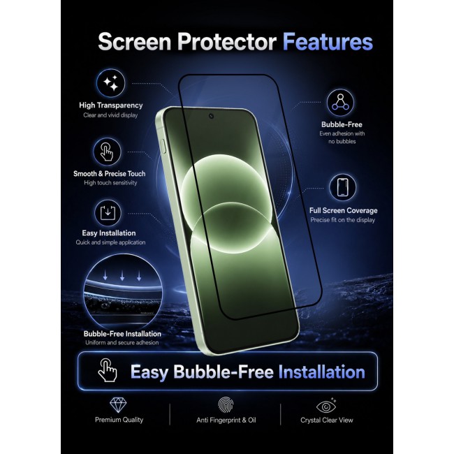 CATANES Screen Protector for OnePlus Ace 6T Tempered Glass 3D, Full Coverage, Scratch-Resistant, 9H Hardness High-Definition Clear Guard, Black Edge