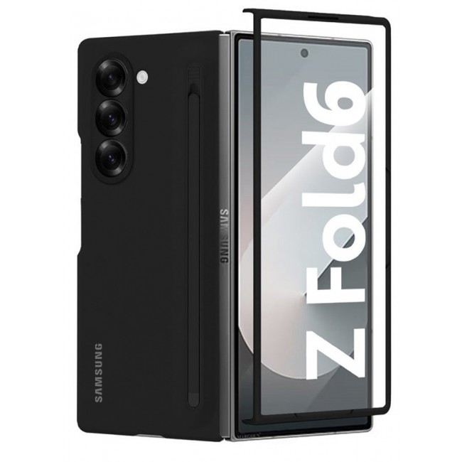 CATANES (for Samsung Galaxy Z Fold 6) Case with Screen Protector Ultra Hybrid Premium Case with Built-in New Compact S Pen, Holder and Storage Slot for Pen - Black