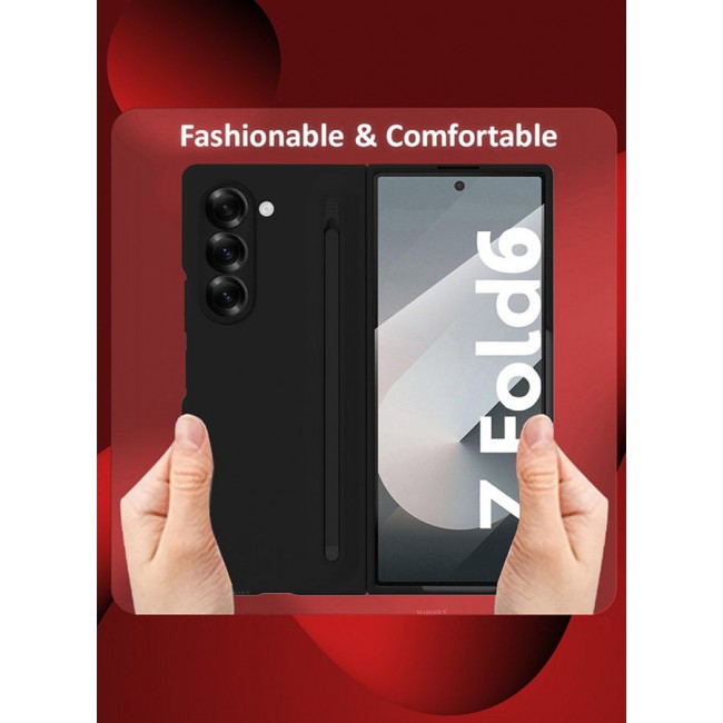 CATANES (for Samsung Galaxy Z Fold 6) Case with Screen Protector Ultra Hybrid Premium Case with Built-in New Compact S Pen, Holder and Storage Slot for Pen - Black