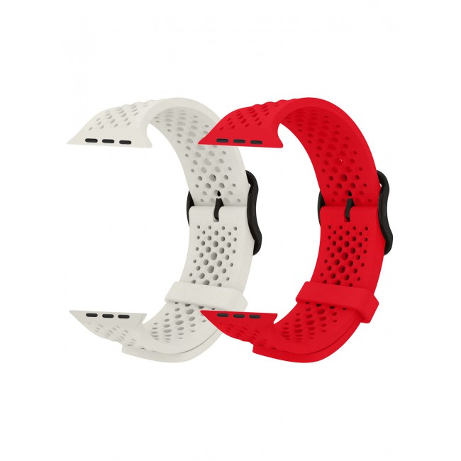 CATANES 2Packs 49mm/45mm/44mm/ Sport Silicone Watch Band Compatible with Apple Watch Series 9/8/7/6/5/4/3/2/1 & SE – Breathable Soft Strap with Buckle
