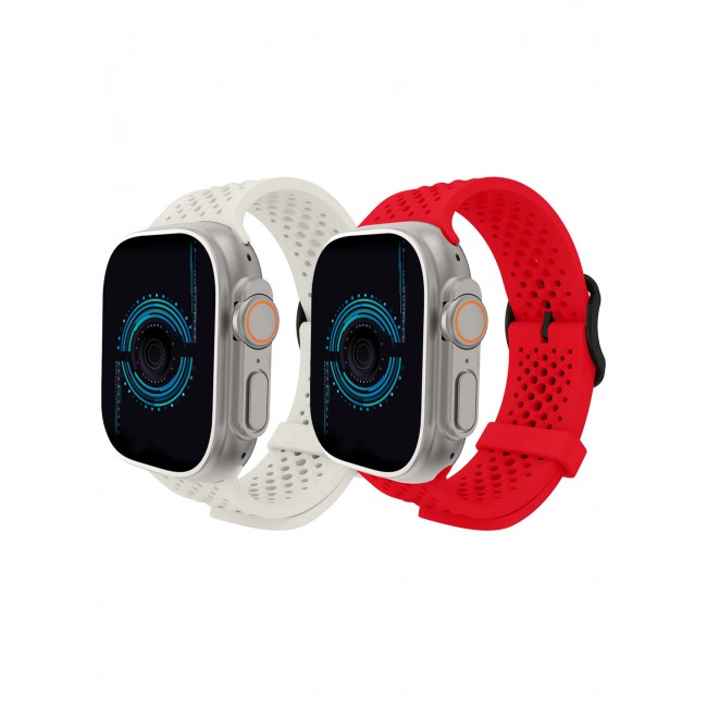 CATANES 2Packs 49mm/45mm/44mm/ Sport Silicone Watch Band Compatible with Apple Watch Series 9/8/7/6/5/4/3/2/1 & SE – Breathable Soft Strap with Buckle