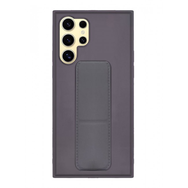 CATANES Samsung Galaxy S24 Ultra Case Magnetic Stand and Holder Premium Silicone Vertical and Horizontal Hand Strap Grip Multi Stand Car Mount Kickstand Case Finger Strap Cover Dark Purple